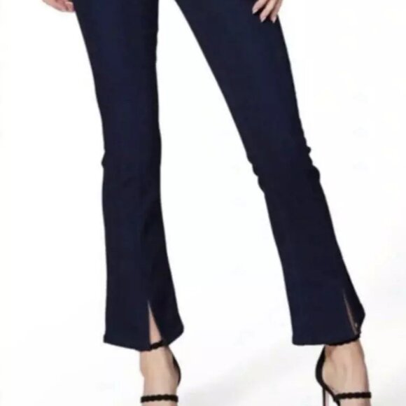 Paige Jeans CLAUDINE 24 Petite Slit Flare Ankle Stretch Dark Blue - Picture 4 of 9